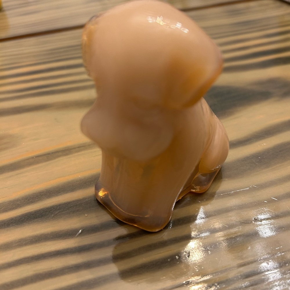 Vintage Degenhart slag glass dog light pink marked D in the heart